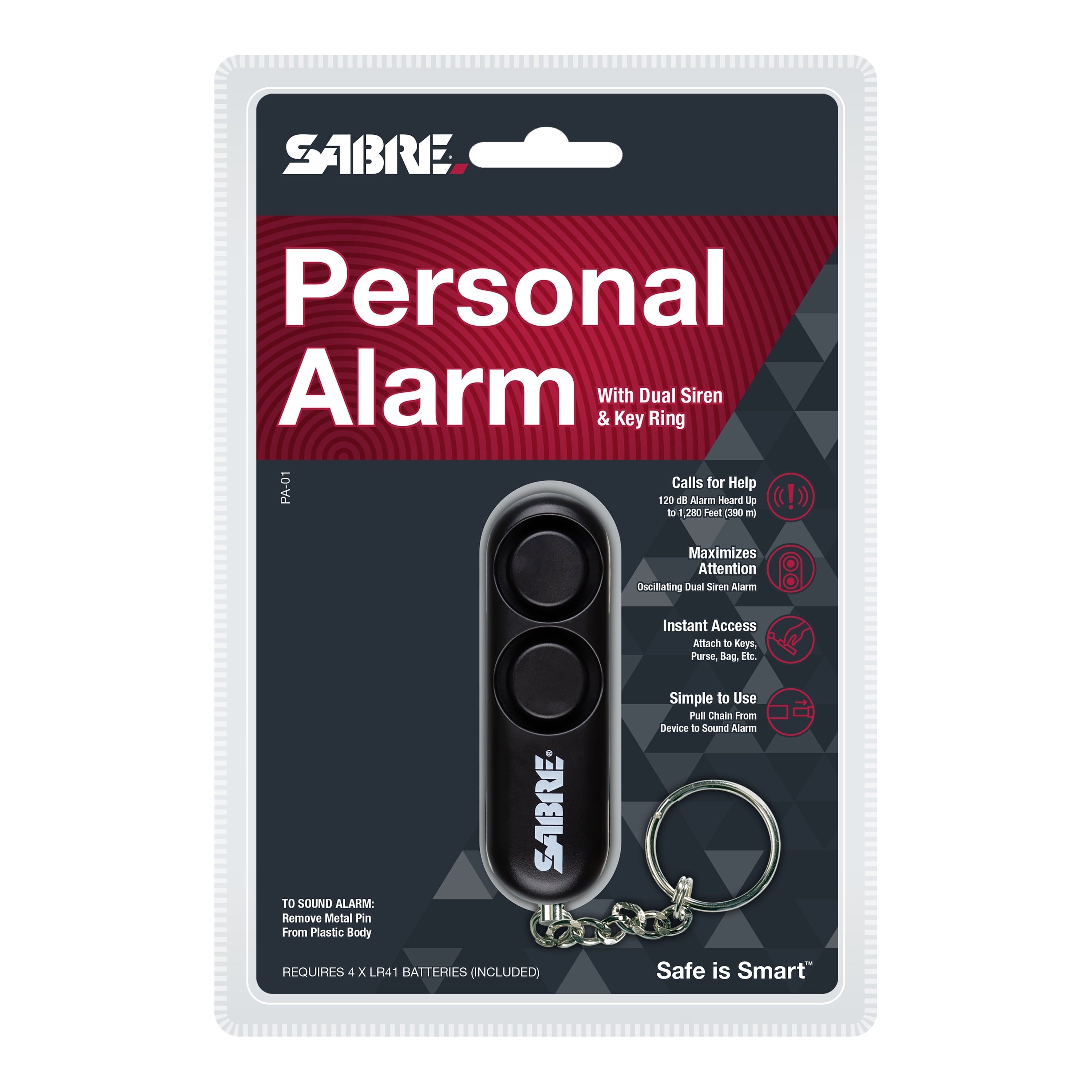 SABRE Personal Protection Alarm - 110dB Black