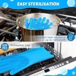 Pecute Silicone Pet Grooming Gloves - Blue
