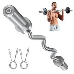 OKUGAFIT 47" Olympic EZ Curl Bar with Collars