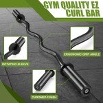 FIXTECH 47" Olympic EZ Curl Bar for Strength Training