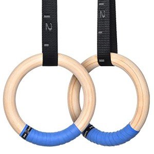 Wooden Gymnastics Rings with Adjustable Straps