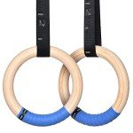 Wooden Gymnastics Rings with Adjustable Straps