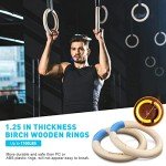 Gonex Adjustable Wooden Gymnastic Rings for Workouts
