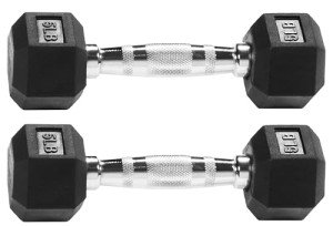 Fitvids Rubber Encased Hex Dumbbells for Home Gym