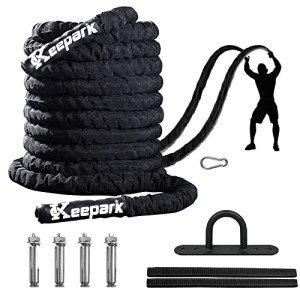 30ft Battle Rope & Weighted Jump Rope Set