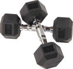 Rubber Hex Dumbbell Set - 10, 15, 20LB Pairs