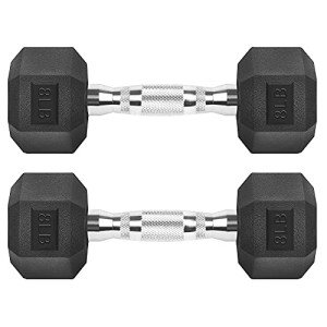 8 lb Rubber Coated Hex Dumbbell Pair