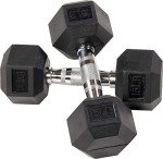 Rubber Hex Dumbbell Set - 10, 15, 20LB Pairs