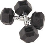 Rubber Hex Dumbbell Set - 10, 15, 20LB Pairs