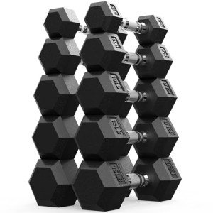PAPABABE 100lb Hex Dumbbell Set for Home Gym