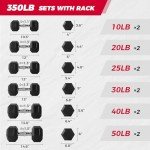 RITFIT Rubber Hex Dumbbell Set with Rack
