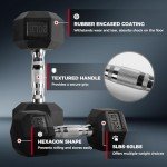 RITFIT Rubber Hex Dumbbell Set with Rack