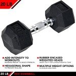 20 LB JFIT Rubber Hex Dumbbell - Single