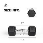 LIONSCOOL Rubber Hex Dumbbells - 5-65lbs