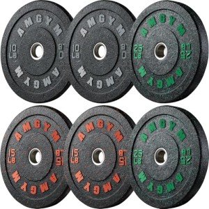 AMGYM 100LB Olympic Bumper Plates Set for Home Gym