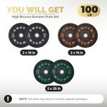 AMGYM 100LB Olympic Bumper Plates Set for Home Gym