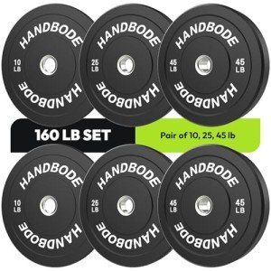 HANDBODE 160 lb Olympic Bumper Weight Plate Set