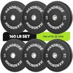 HANDBODE 160 lb Olympic Bumper Weight Plate Set