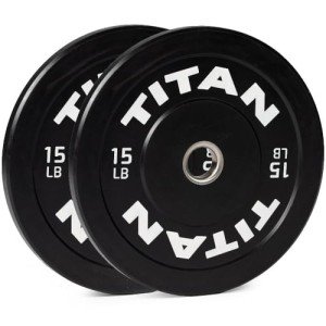 Titan Fitness 15 LB Olympic Bumper Plates Pair