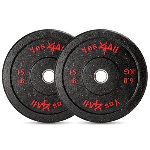 Yes4All 15LB Olympic Rubber Bumper Plates - Pair