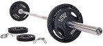 Signature Fitness Olympic Weight Plates & Barbell Set