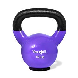 Yes4All Vinyl Coated 15 LB Kettlebell - Violet
