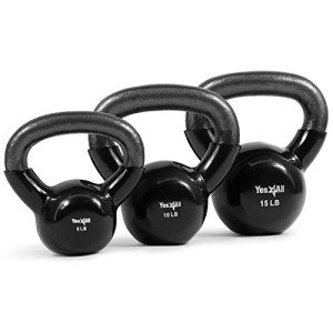 Yes4All Vinyl Coated Kettlebell Set for Strength Training