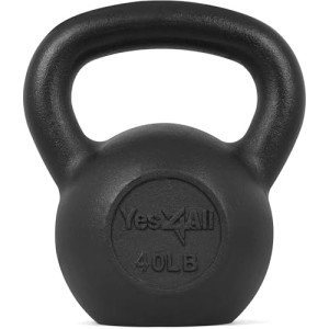Yes4All 40 lbs Solid Cast Iron Kettlebell Set