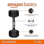 15 lb Rubber Hex Dumbbell - Black
