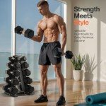 150 lb Dumbbell Set with Rack for Home Gym