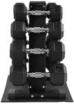 100LB Rubber Coated Hex Dumbbells with Rack