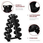 BalanceFrom 150LB Hex Dumbbell Set with Rack