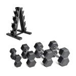 100 LB Hex Dumbbell Weight Set with Rack