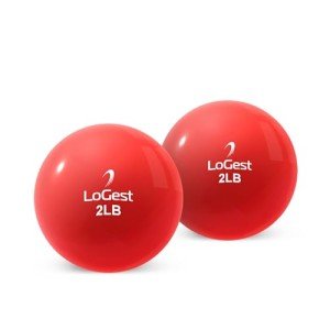 Logest Weighted Toning Exercise Balls Pair - Round Shape Medicine Ball - 1LB 2LB 3LB 4LB 5LB 6LB Available - Toning Muscle for Men & Women - Color-Coded Difficulty Levels (2LB - Pair)
