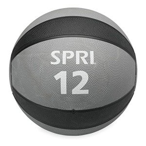 SPRI Medicine Ball - Exercise Workout Ball for Endurance Training - Thick Walled Heavy-Duty Textured Surface, Easy-to-Read Weight Label - Multi-Use Fitness Tool - Durable Construction - 12 lb
