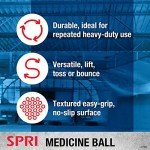 SPRI Medicine Ball - Exercise Workout Ball for Endurance Training - Thick Walled Heavy-Duty Textured Surface, Easy-to-Read Weight Label - Multi-Use Fitness Tool - Durable Construction - 10 lb