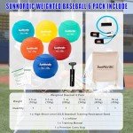 SunNordic 6/9 Pack Seams Plyometric Weighted Baseball Set (3.5-16/35/53/70 oz) - Variable Weight Plyo Baseballs for Improved Power & Pitching Training - for All Skill Levels