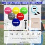 SunNordic 6/9 Pack Plyometric Weighted Baseball Set (3.5-16/35/53/70 oz) - Variable Weight Plyo Baseballs for Improved Power & Pitching Training - for All Skill Levels