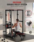 Sportsroyals Power Rack, Multi-Functional Power Cage with LAT Pulldown Pulley System, Squat Rack with More Training Attachments for Home Gym (RED)，1200 lbs Weight Capacity