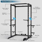 ULTRA FUEGO Power Cage, Multi-Functional Power Rack with J-Hooks, Dip Handles, Landmine Attachment and Optional Cable Pulley System for Home Gym