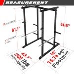 RitFit PPC01 Power Cage, 1000LB Capacity Power Rack Full Home Gym for Weightlifting, Come with J-Cups, Plate Holders and Other Attachments (Basic Version)-Black