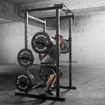 RitFit PPC01 Power Cage, 1000LB Capacity Power Rack Full Home Gym for Weightlifting, Come with J-Cups, Plate Holders and Other Attachments (Basic Version)-Black
