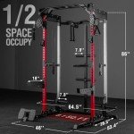 Mikolo Power Cage, 2000LB Power Rack with Independent Dual Pulley System, Multi-Function Home Gym Workout Machine for Cable Crossover (Red)