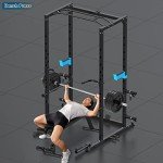 ULTRA FUEGO Power Cage, Multi-Functional Power Rack with J-Hooks, Dip Handles, Landmine Attachment and Optional Cable Pulley System for Home Gym