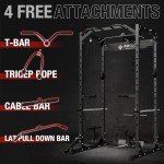 Mikolo Power Cage, Power Rack with LAT Pulldown, 1200 Pounds Capacity Workout Cage with More Training Attachments, Squat Rack for Home Gym, Black