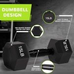 Fitvids 15LB Rubber Hex Dumbbell Hand Weights
