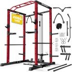 Goimu Power Cage, 2000LBS Squat Rack with LAT Pulldown, Adjustable Power Rack Home Gym Machine for Full Body Training, Workout Cage with Multi-Function Attachments (GM1 Power Cage)