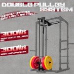 RitFit All-in-One Squat Rack for Home Gym, PPC02C Multi-Function 1000 LBS Capacity Power Cage with LAT Pulldown, Pulley System, Dip Bar, Landmine & More Power Rack Attachments (Black Only Cage)