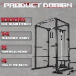 RitFit All-in-One Squat Rack for Home Gym, PPC02C Multi-Function 1000 LBS Capacity Power Cage with LAT Pulldown, Pulley System, Dip Bar, Landmine & More Power Rack Attachments (Black Only Cage)