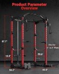GarveeLife Power Cage, Multi-Functional Power Racks for Home Gym with Cable Crossover System, 1600LBS Weight Capacity Fitness Squat Rack for Strength Workout with More Training Attachment, Red